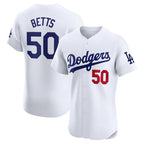Los Angeles Dodgers #50 Mookie Betts White Puhics Home Elite Jersey