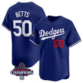 Los Angeles Dodgers #50 Mookie Betts Royal Puhics 2024 World Series Champions Alternate Limited Stitched Jersey