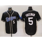 Los Angeles Dodgers #5 Freddie Freeman Number Black Puhics Cool Base With Patch Stitched Jerseys