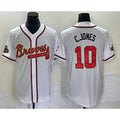 Atlanta Braves #10 Chipper Jones 2022 White Gold Puhics World Series Champions Program Cool Base Stitched Jersey