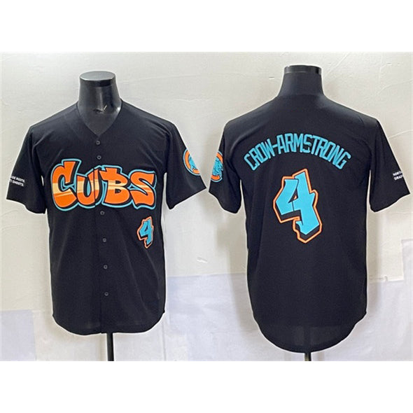 Chicago Cubs #4 Pete Crow-Armstrong Black Puhics 'Graffiti North Side Edition' Vapor Premier Limited Stitched Jersey