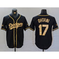Los Angeles Dodgers #17 Shohei Ohtani Black Gold Puhics World Series Champions Cool Base Stitched Jersey