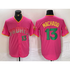 San Diego Padres #13 Manny Machado Pink Puhics Cool Base Stitched Jerseys