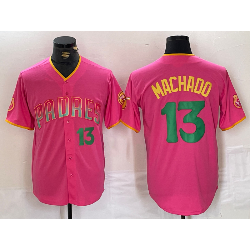 San Diego Padres #13 Manny Machado Pink Puhics Cool Base Stitched Jerseys