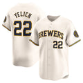 Milwaukee Brewers #22 Christian Yelich Cream Puhics Home Limited Player Jersey