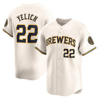 Milwaukee Brewers #22 Christian Yelich Cream Puhics Home Limited Player Jersey