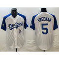 Los Angeles Dodgers #5 Freddie Freeman White Blue Puhics Fashion Stitched Cool Base Limited Jersey 2
