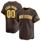 Custom San Diego Padres Brown Puhics 2024 Away Limited Stitched Jersey