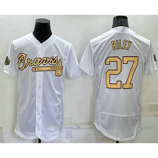 Atlanta Braves #27 Austin Riley White Puhics 2022 All Star Stitched Flex Base Jersey