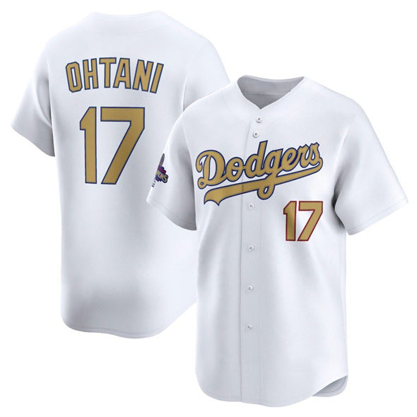 Los Angeles Dodgers #17 Shohei Ohtani White Puhics 2025 Gold Collection Limited Stitched Jersey