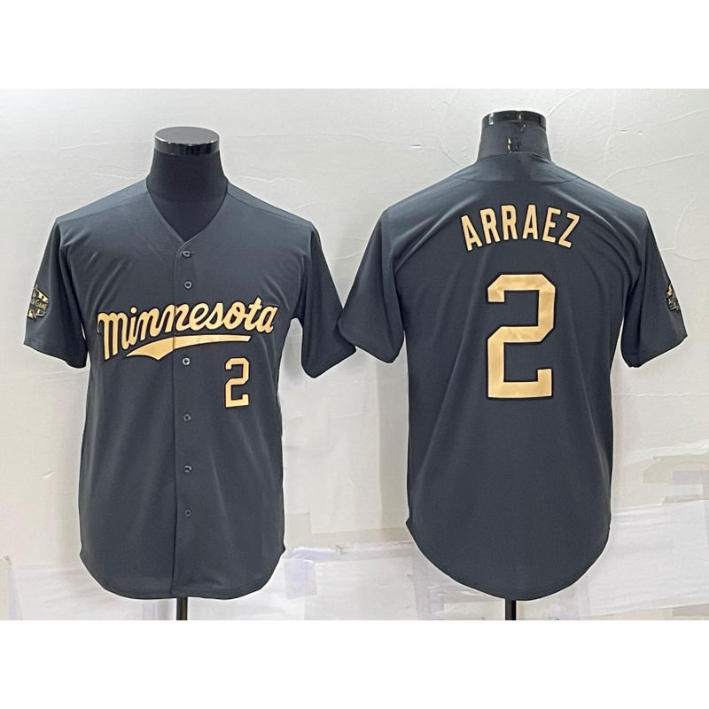 Minnesota Twins #2 Luis Arraez Number Charcoal Puhics 2022 All-Star Cool Base Stitched Jersey