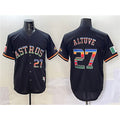 Houston Astros #27 Jose Altuve Black Puhics Mexico With World Serise Champions Patch Cool Base Stitched Jersey