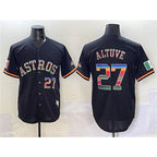 Houston Astros #27 Jose Altuve Black Puhics Mexico With World Serise Champions Patch Cool Base Stitched Jersey