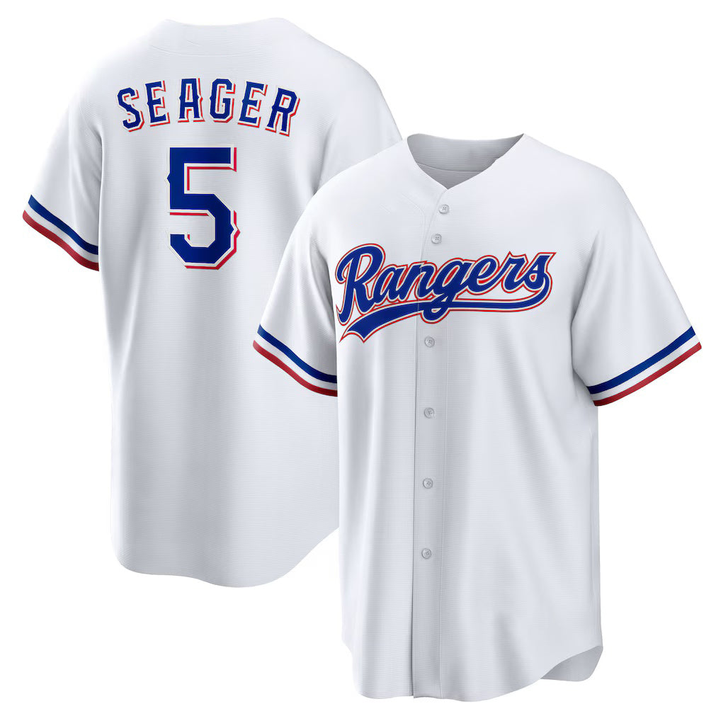 Texas Rangers #5 Corey Seager White Puhics Home Replica Player Jersey