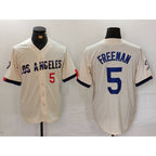 Los Angeles Dodgers #5 Freddie Freeman Number Cream Puhics 2024 City Connect Limited Stitched Jersey 2