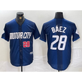 Detroit Tigers #28 Javier Baez Number 2024 Navy Puhics City Connect Cool Base Limited Stitched Jersey