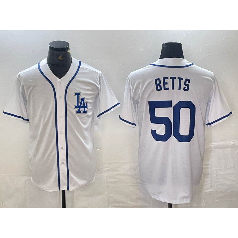 Los Angeles Dodgers #50 Mookie Betts White Puhics Cool Base Stitched Jersey