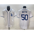 Los Angeles Dodgers #50 Mookie Betts White Puhics Cool Base Stitched Jersey