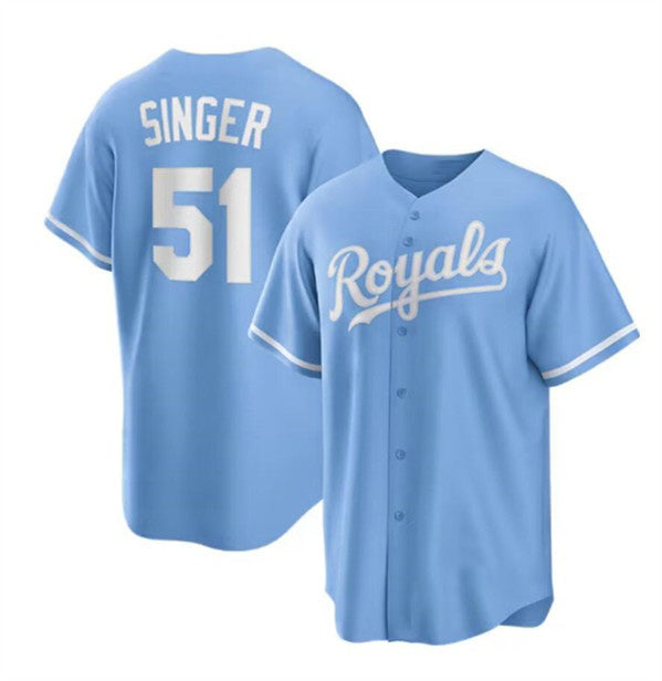 Kansas City Royals #51 Brady Singer Light Blue Puhics Stitched Jersey