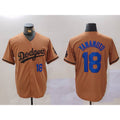 Los Angeles Dodgers #18 Yoshinobu Yamamoto Number Olive Puhics Cool Base Limited Stitched Jerseys