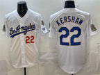 Los Angeles Dodgers #22 Clayton Kershaw White Puhics 2026 Gold Collection 9x & B2B Champs Patch Stitched Jersey
