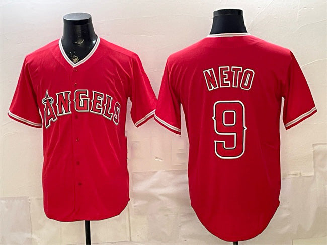 Los Angeles Angels #9 Zach Neto Red Puhics Stitched Jersey