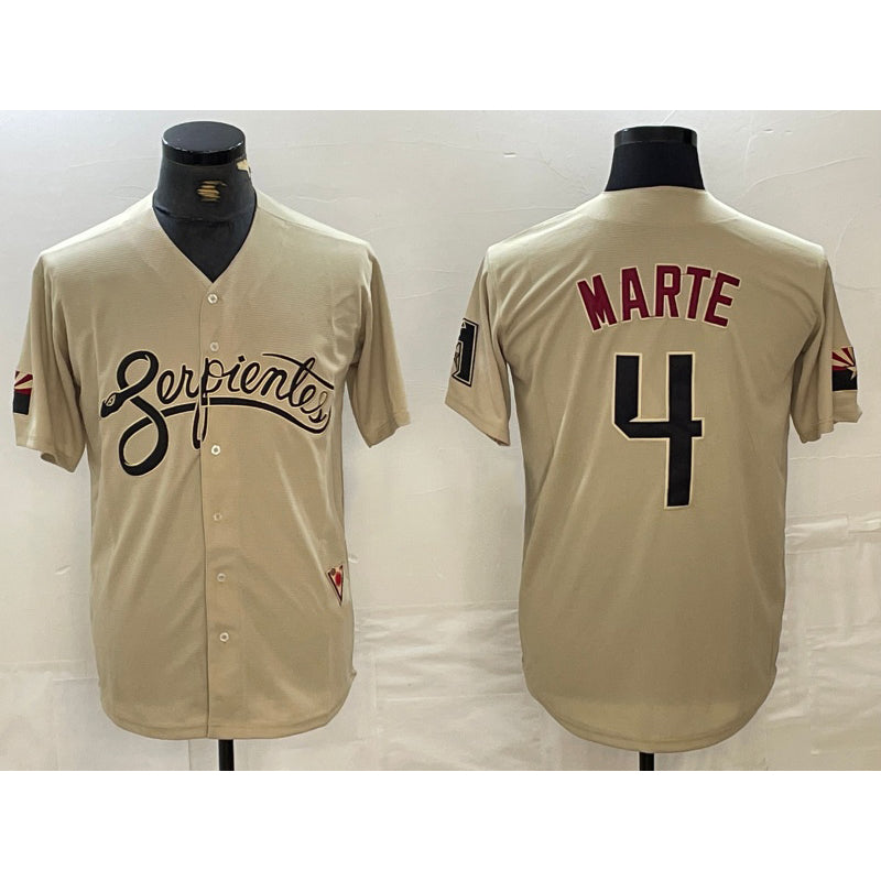 Arizona Diamondback #4 Ketel Marte 2021 Gold Puhics City Connect Cool Base Stitched Jersey