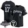 Los Angeles Dodgers #17 Shohei Ohtani Black Puhics Mexico 2025 LA Gothic Style With Vin And 2024 World Series Champions Patch Vapor Premier Limited Stitched Jersey