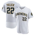Milwaukee Brewers #22 Christian Yelich White Puhics Team Alternate Authentic Player Jersey