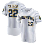 Milwaukee Brewers #22 Christian Yelich White Puhics Team Alternate Authentic Player Jersey