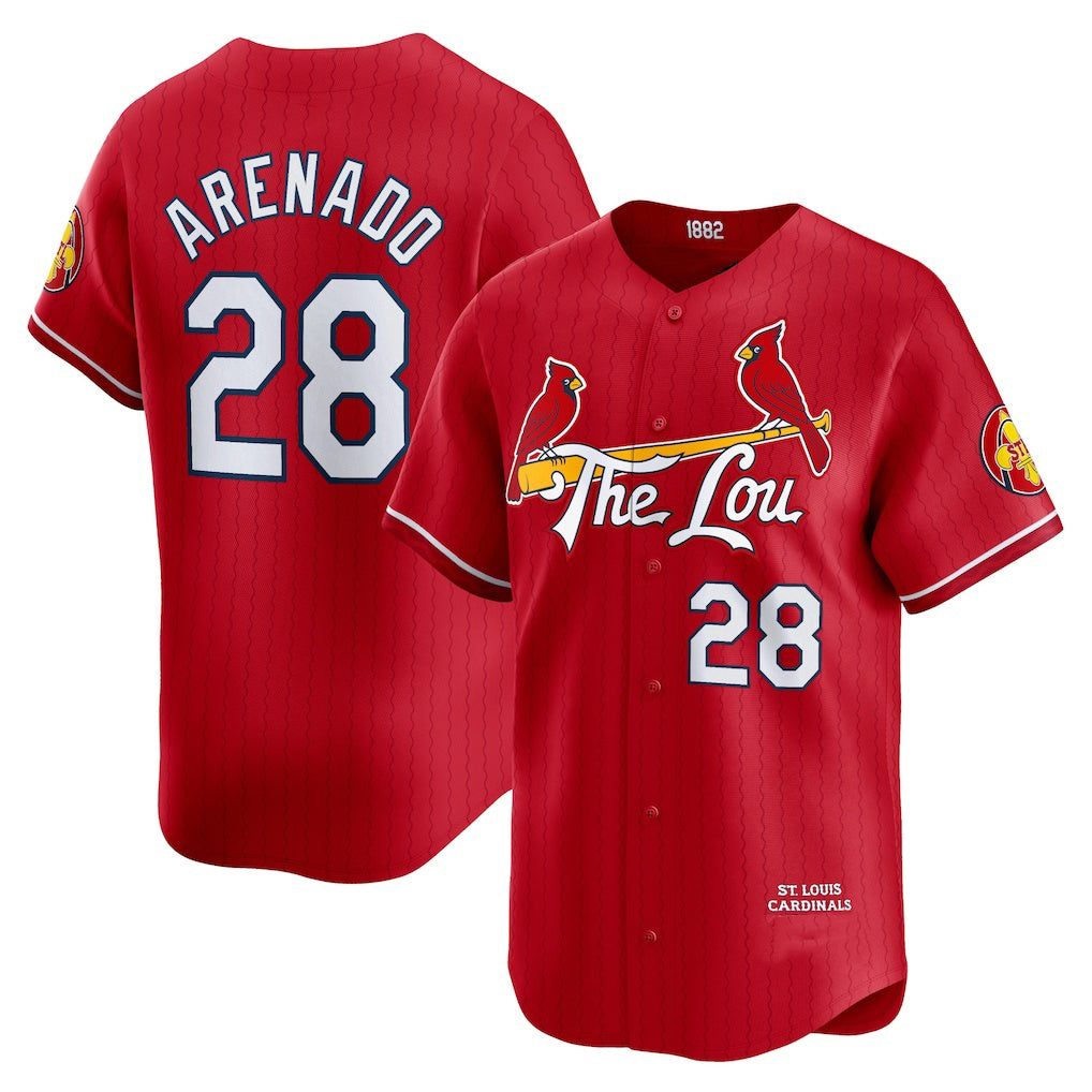 St. Louis Cardinals #28 Nolan Arenado Red Puhics 2024 City Connect Limited Player Jersey