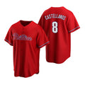 Philadelphia Phillies #8 Nick Castellanos Red Puhics Cool Base Stitched Jersey