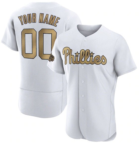 Custom Philadelphia Phillies Active Player White Puhics 2022 All-Star Flex Base Stitched Jersey