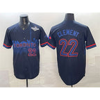 Toronto Blue Jays #22 Ernie Clement Navy Puhics 2025 World Series City Connect Limited Stitched Jersey