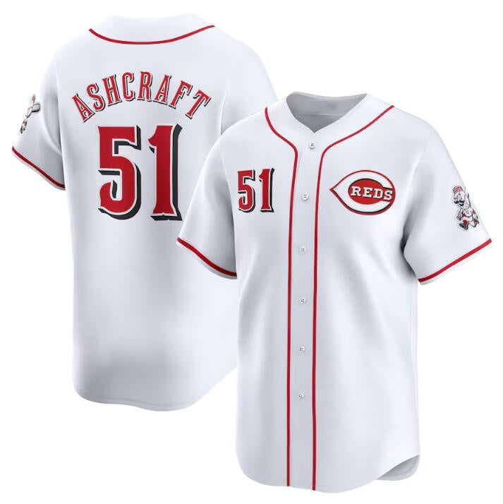 Cincinnati Reds #51 Graham Ashcraft White Puhics Home Limited Stitched Jersey