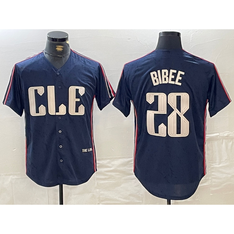 Cleveland Guardians #28 Tanner Bibee Navy Puhics 2024 City Connect Limited Stitched Jersey