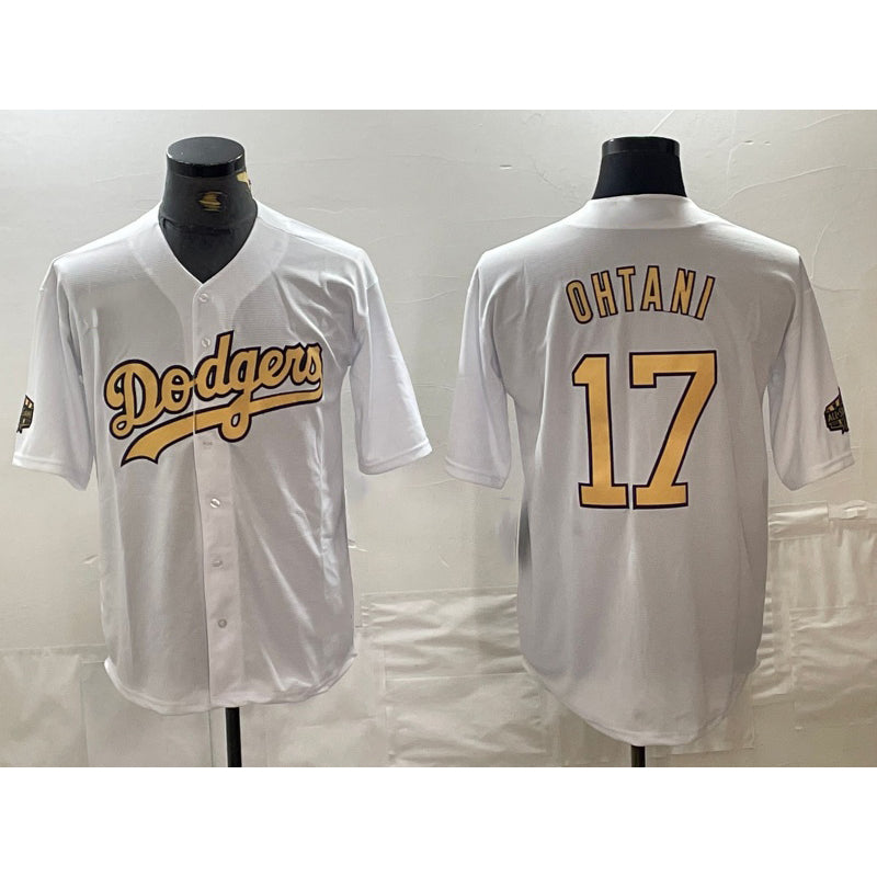 Los Angeles Dodgers #17 Shohei Ohtani White Puhics 2022 All Star Stitched Cool Base Jersey