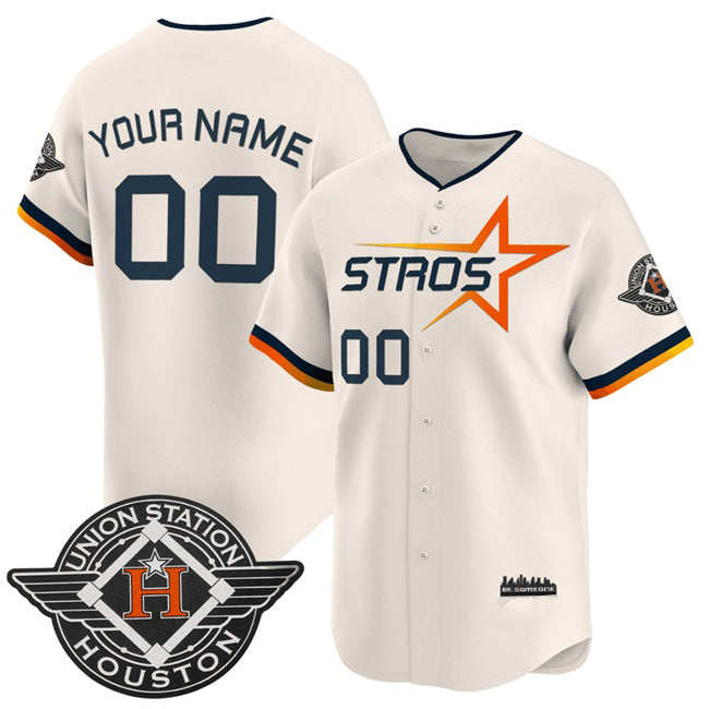 Custom Houston Astros Active Player Cream Puhics 2025 City Connect Limited Stitched Jersey