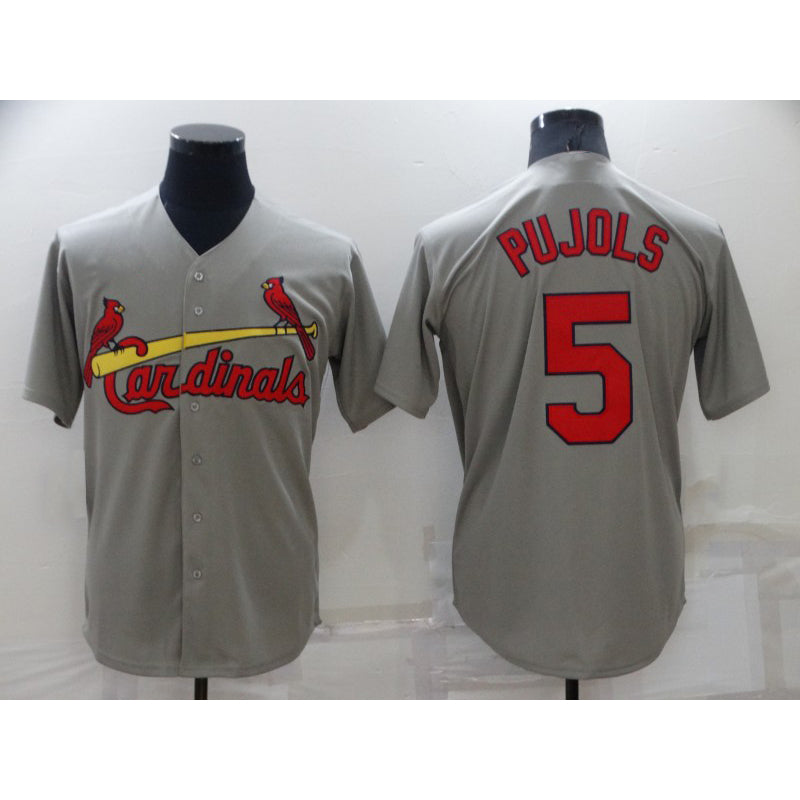 St. Louis Cardinals #5 Albert Pujols Grey Puhics Stitched Cool Base Jersey