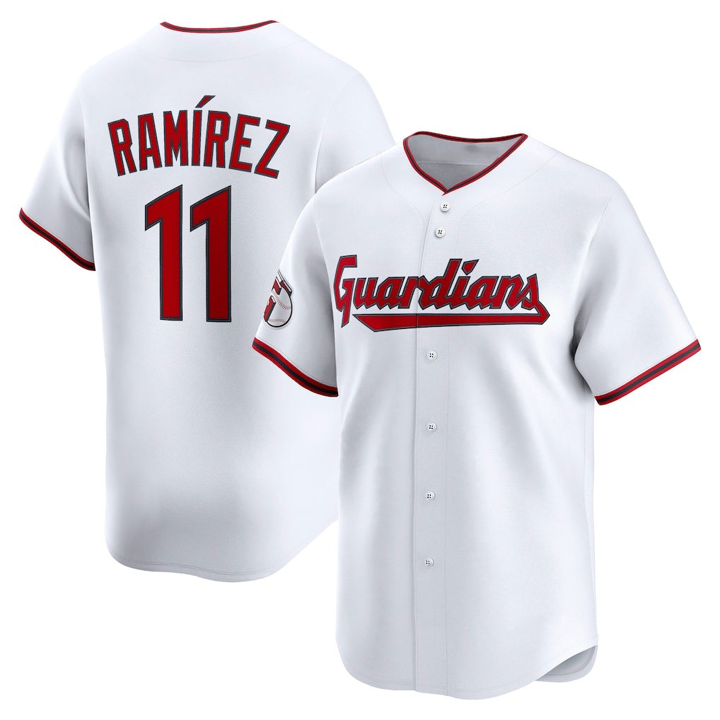 Cleveland Guardians #11 Jos¨¦ Ram¨ªrez White Puhics Home Limited Player Jersey