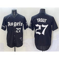 Los Angeles Angels #27 Mike Trout Black Puhics 'Gothic Halo Edition' Vapor Limited Stitched Jersey