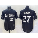 Los Angeles Angels #27 Mike Trout Black Puhics 'Gothic Halo Edition' Vapor Limited Stitched Jersey