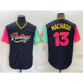 San Diego Padres #13 Manny Machado Black Puhics 2022 City Connect Cool Base Stitched Jersey