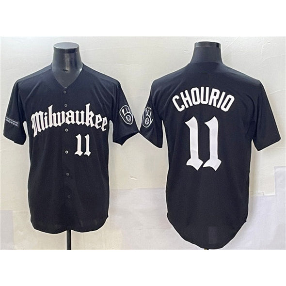 Milwaukee Brewers #11 Jackson Chourio Black Puhics 'Gothic 414 Shadows Edition' Vapor Premier Limited Stitched Jersey