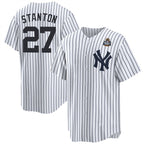 New York Yankees #27 Giancarlo Stanton White Puhics 2024 World Series With Name Cool Base Stitched Jersey