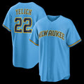 Milwaukee Brewers #22 Christian Yelich Light Blue Puhics Road Replica Jersey