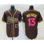 San Diego Padres #13 Manny Machado Number Brown Puhics NEW 2023 City Connect Cool Base Stitched Jersey