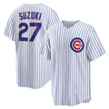Chicago Cubs #27 Seiya Suzuki White Puhics Home Replica Jersey