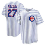 Chicago Cubs #27 Seiya Suzuki White Puhics Home Replica Jersey