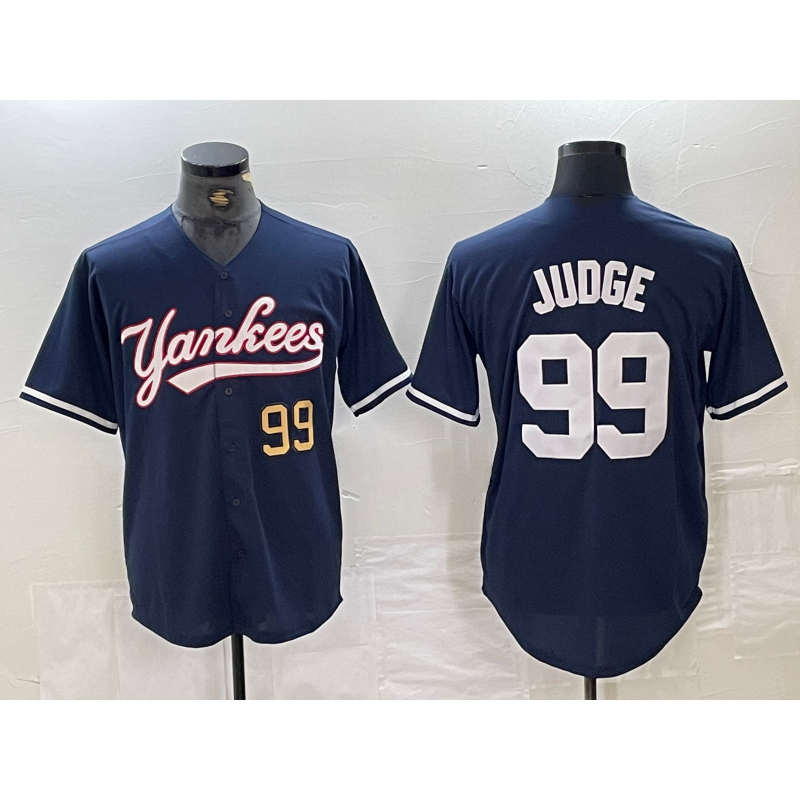 New York Yankees #99 Aaron Judge Number Navy Puhics Cool Base Stitched Jersey